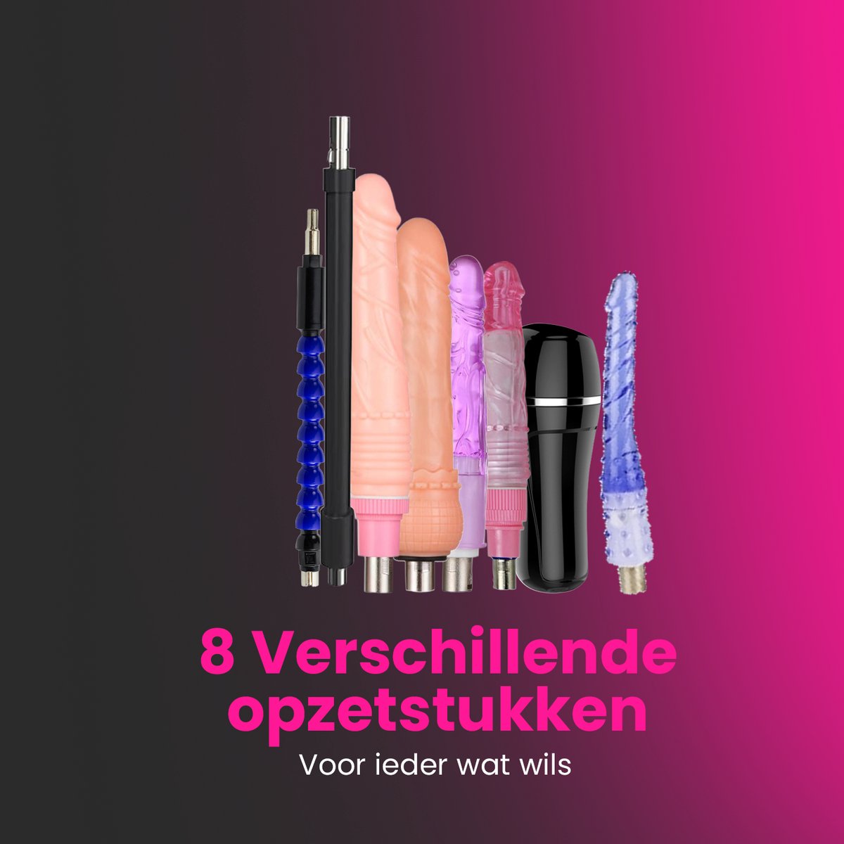Premes Seksmachine – 8 Opzetstukken & 440 rpm